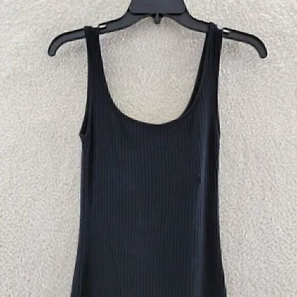 N:philanthropy Rosarita Dress Women  Black Solid Ribbed Side Slit Scoop Neck XL - Picture 15 of 16